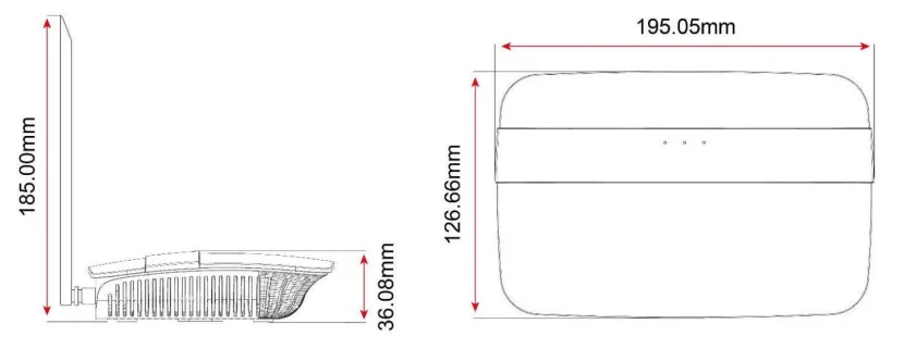 Sizes of DSGW-021 4G LTE Wi-Fi Router Gateway