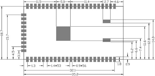 DSOM-080M-Z MT7628 System on Module 6 Suggested Package Dimensions