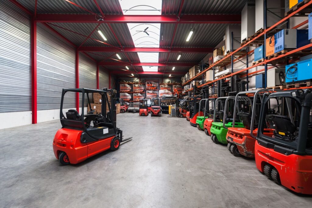 Update Smart Manufacturing Factory with AOA Location 5 forklift machinery working in warehouse