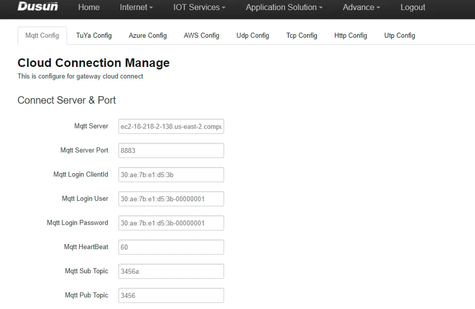 BLE Gateway Cloud Configuration