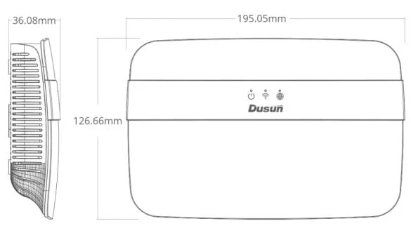 Dimension of DSGW-040 MT7620 Router Gateway