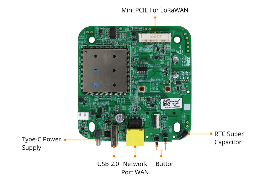 DSGW-210-F-18 Zigbee Ethernet Gateway Bridge with LAN Port 7 front side of dsgw-210 iot hub carrier board