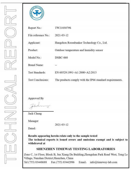DSBC-060 BLE Beacon with Temperature Sensor Function and Zigbee Option 22 technical report 060